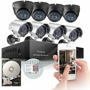 Funlux® 8CH 960H Network DVR 8 600TVL Outdoor Metal CCTV IR Surveillance Camera System with 4 Bullet & 4 Dome Security Cameras 500GB HDD, P2P, QR-Code Connection