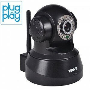 TENVIS JPT3815W Wireless IP Pan/Tilt/ Night Vision Internet Surveillance Camera Built-in Microphone With Phone remote monitoring support(Black)