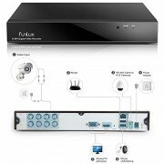 Funlux 8CH Surveillance Security Camera System QR Code Quick View 960H DVR with 4 Night Vision IR-Cut Built-in 700TVL Weatherproof High Resolution Outdoor Surveillance Cameras No Hard Drive