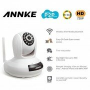 Annke® SPI Wireless 720P HD Wi-Fi IP Camera QR Code Scan Smartphone Easy Setup Home Remote Monitoring System with Two-way Talk 30ft Night Vision APP Smooth P/T Control